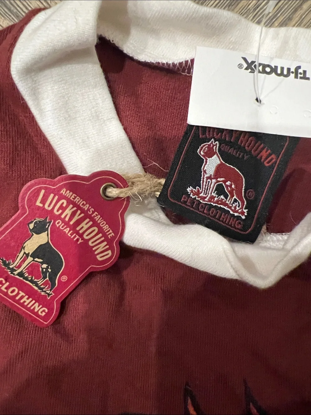 NWT Lucky Hound Maroon Graphic Dog Tee by